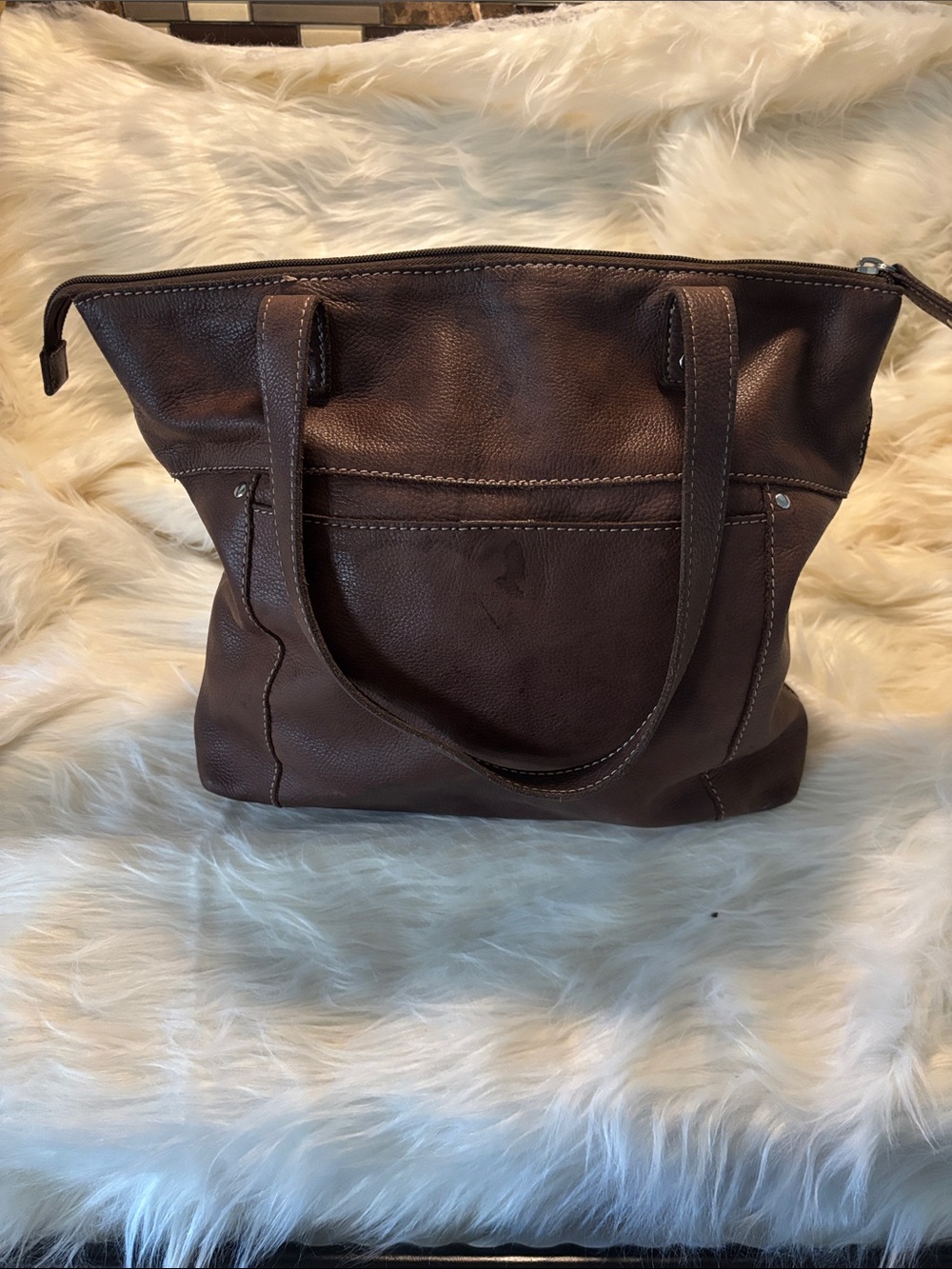 Fossil Brown Leather Multi-Pocket Shoulder Bag - Picture 2 of 9
